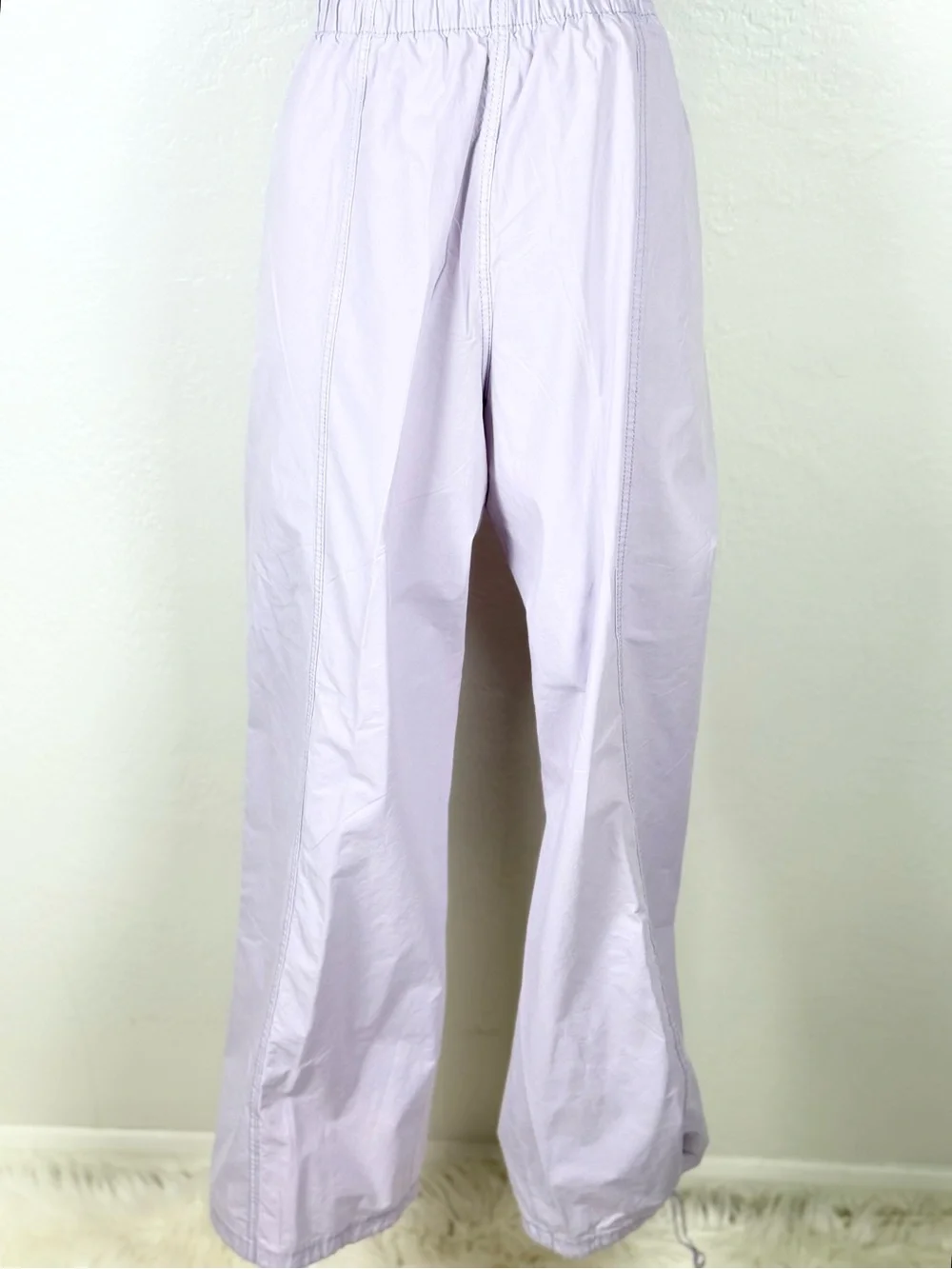 ZARA Lilac Cotton Parachute Cargo Pants Elastic Drawstring M Y2K Gorpcore Casual